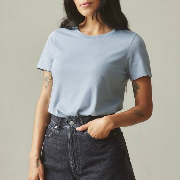 American Giant Tops - NWOT American Giant Women's Classic Cotton Crew Tee Blue Stream Size Medium